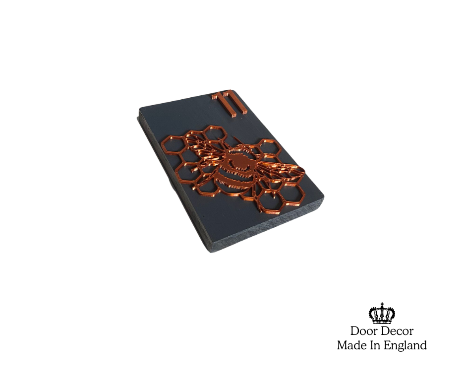 Modern Grey and Gold House Number Sign Plaque