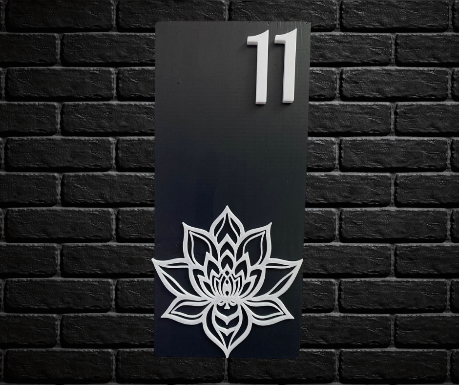 Modern Grey and White House Number Sign Plaque