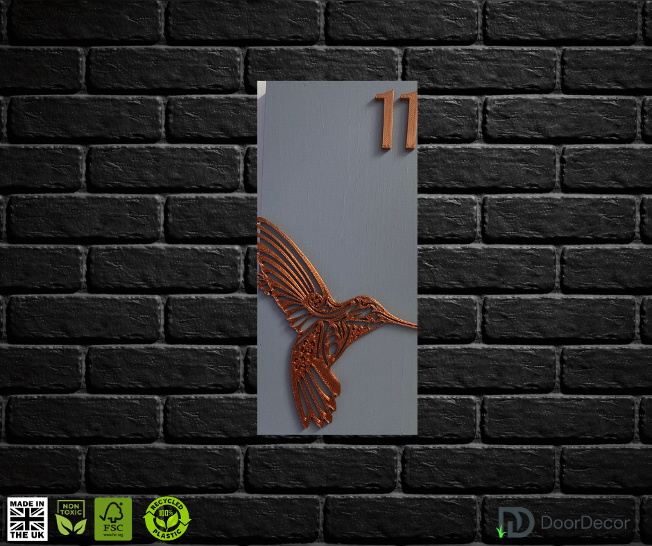 Modern Light Grey and Gold House Number Sign Plaque