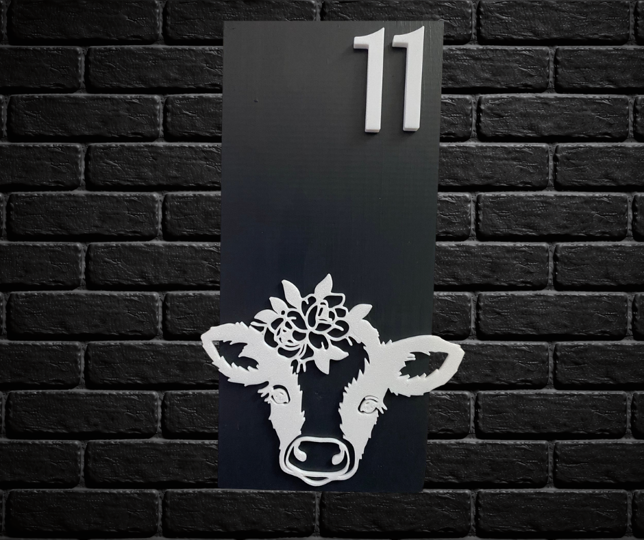 Modern Grey and White House Number Sign Plaque