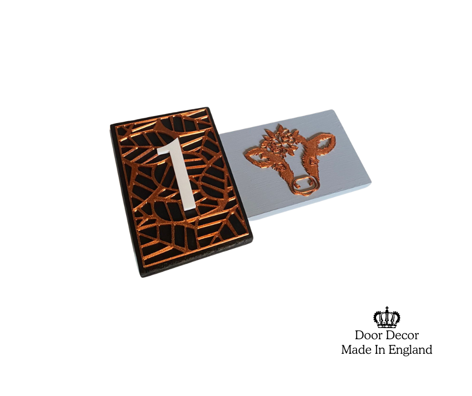 Modern MT Black, Light Grey and Gold House Number Sign Plaque