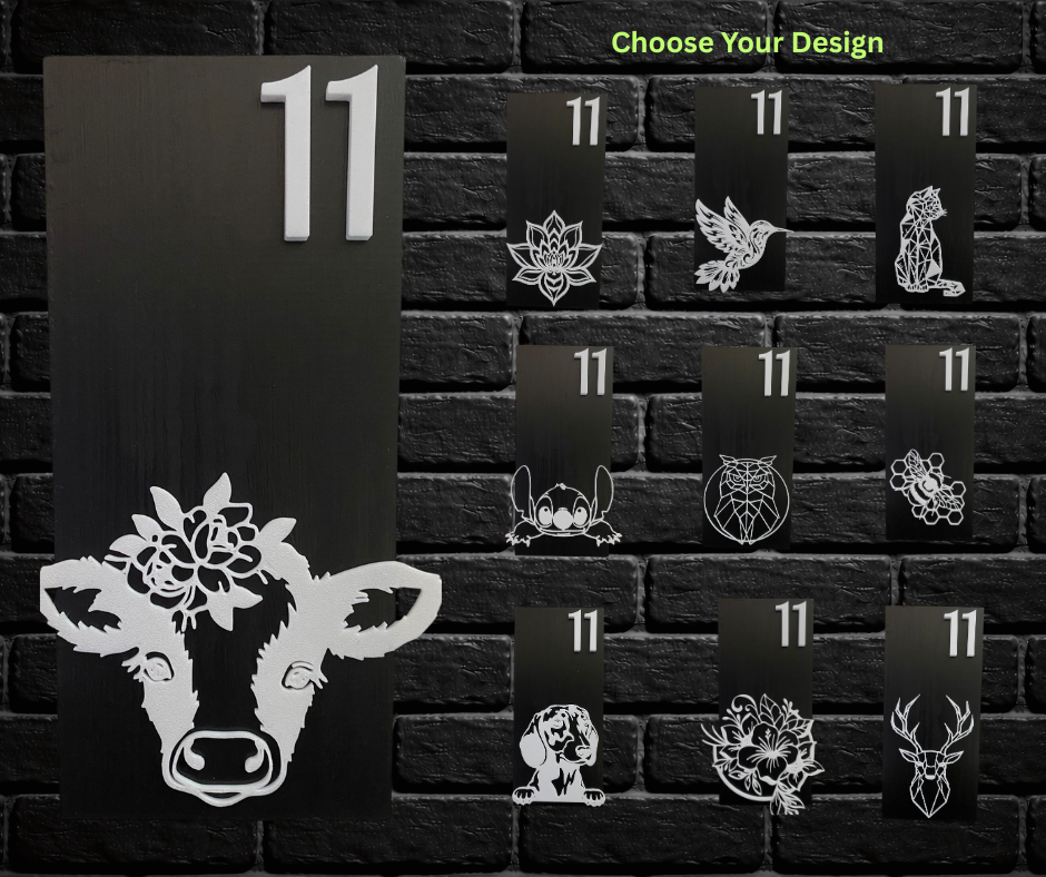 Modern Black and White House Number Sign Plaque