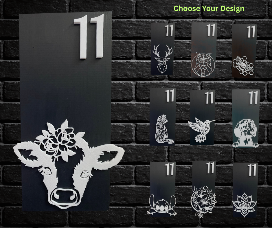 Modern Grey and White House Number Sign Plaque