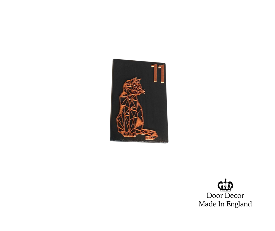 Modern Black and Gold House Number Sign Plaque