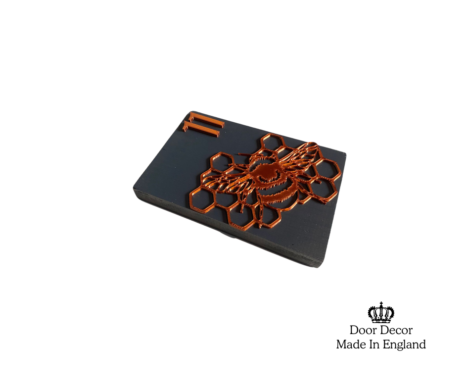 Modern Grey and Gold House Number Sign Plaque