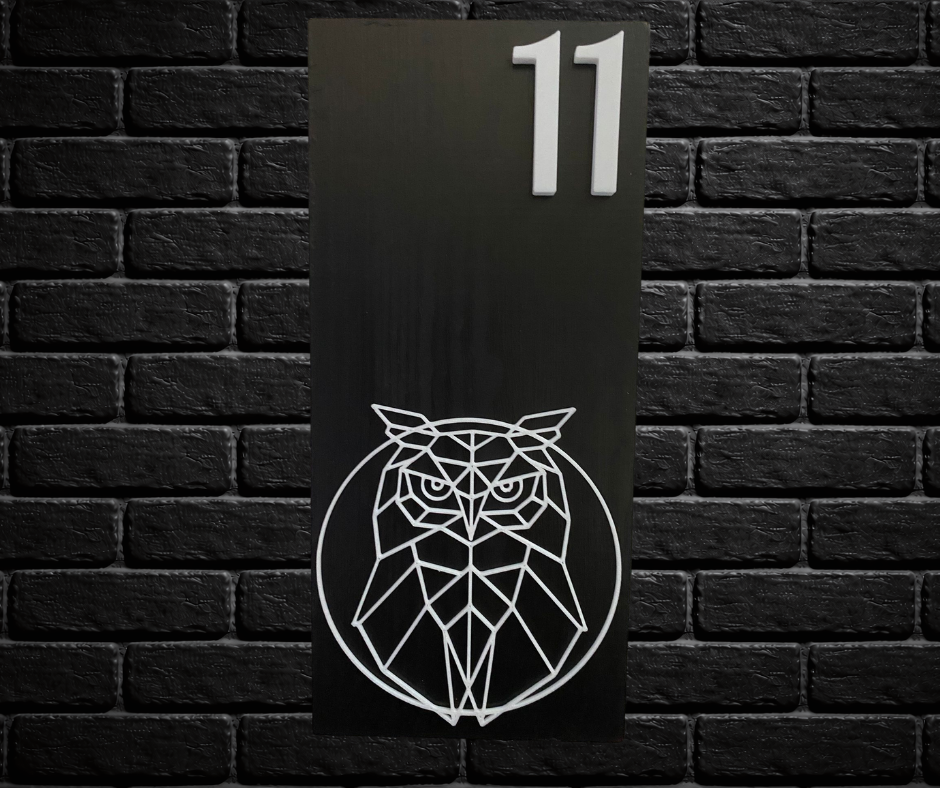 Modern Black and White House Number Sign Plaque