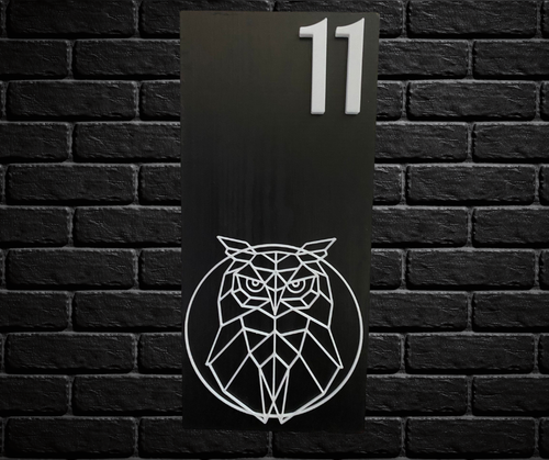 Modern Black and White House Number Sign Plaque