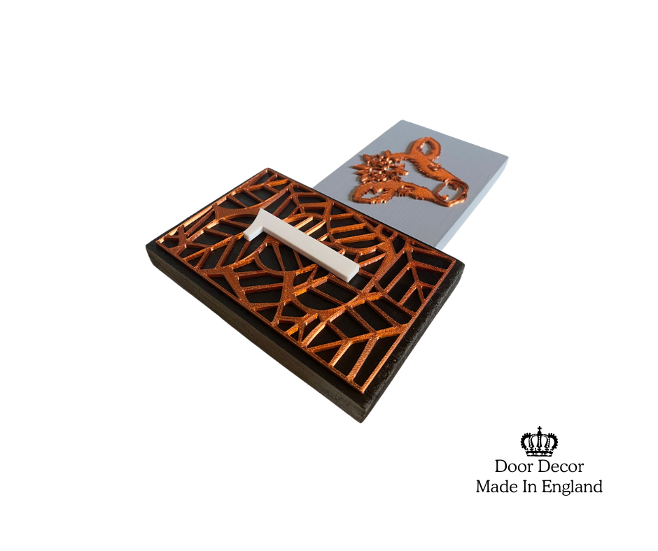 Modern MT Black, Light Grey and Gold House Number Sign Plaque