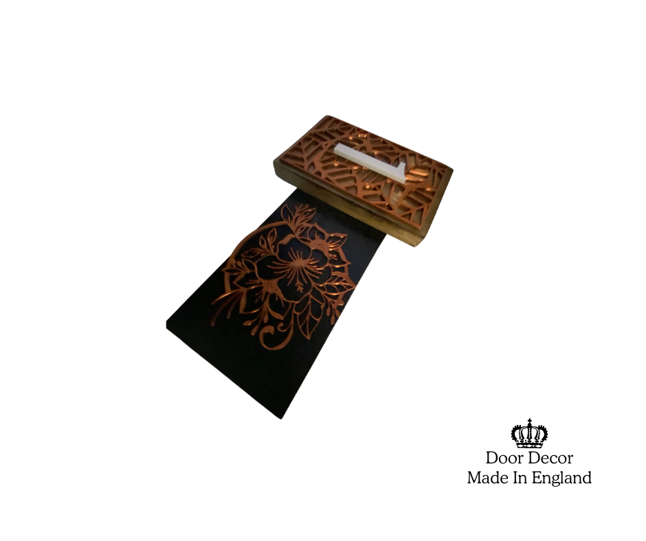 Modern MT Wood, Black and Gold House Number Sign Plaque