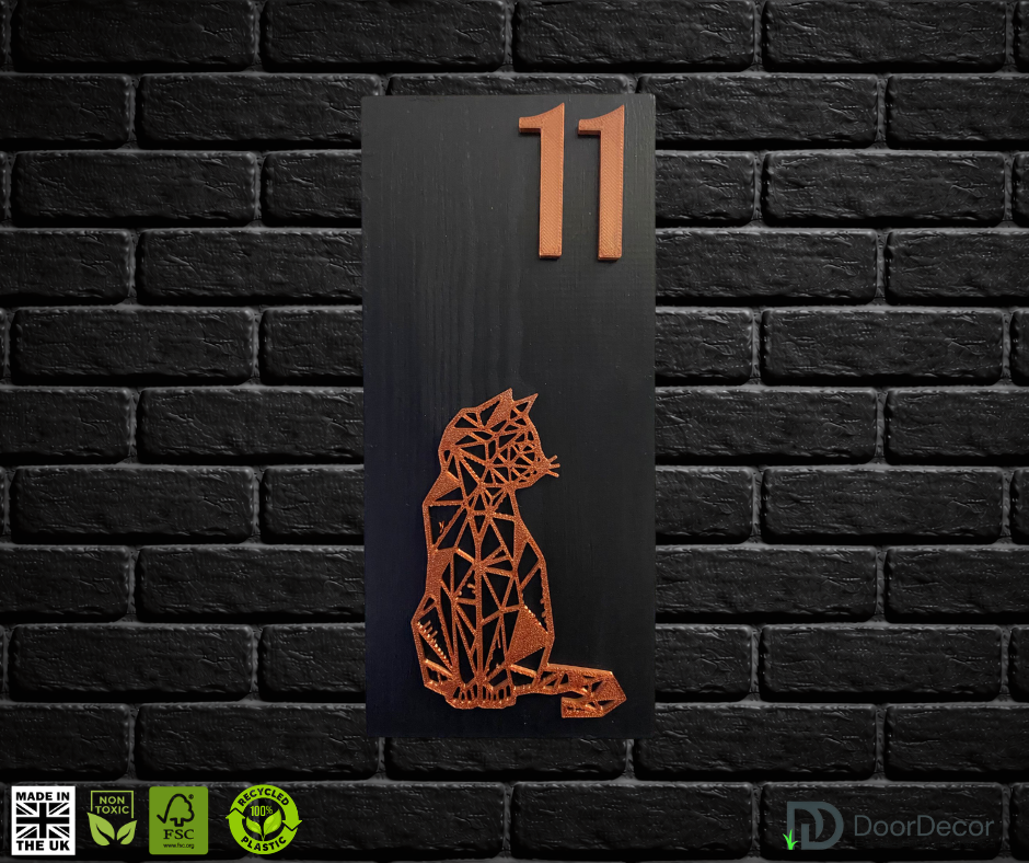 Modern Black and Gold House Number Sign Plaque