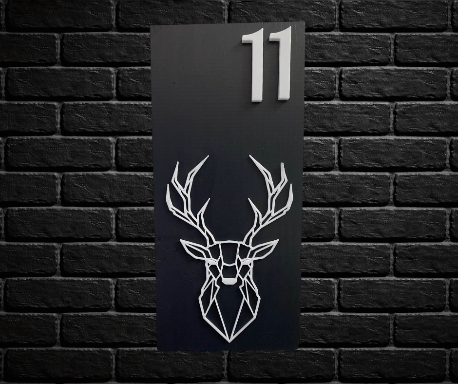 Modern Grey and White House Number Sign Plaque