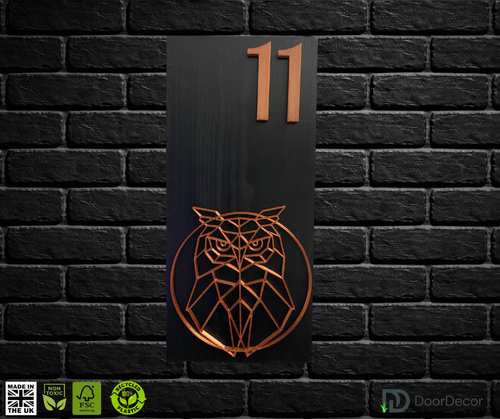 Modern Black and Gold House Number Sign Plaque