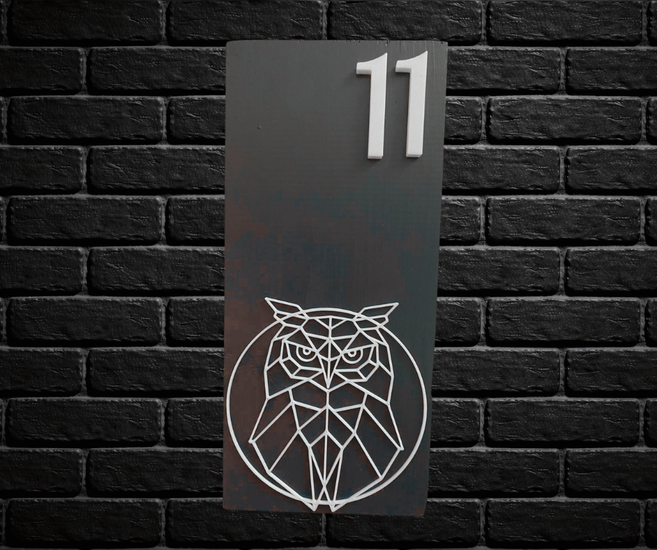 Modern Grey and White House Number Sign Plaque