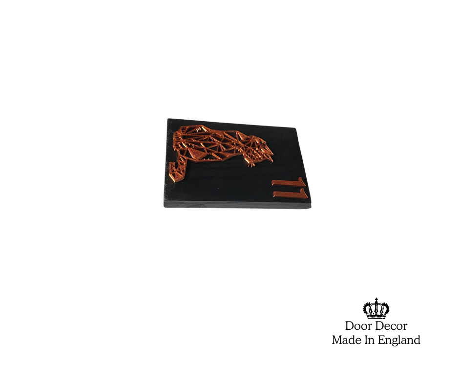 Modern Black and Gold House Number Sign Plaque