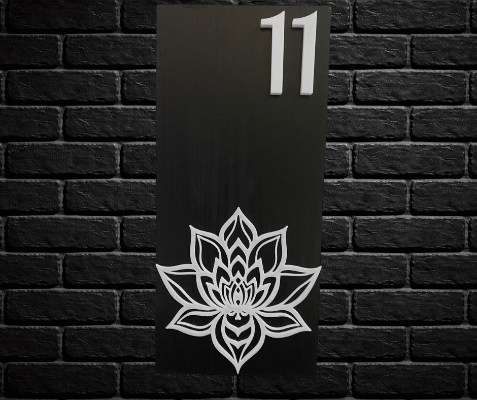 Modern Black and White House Number Sign Plaque