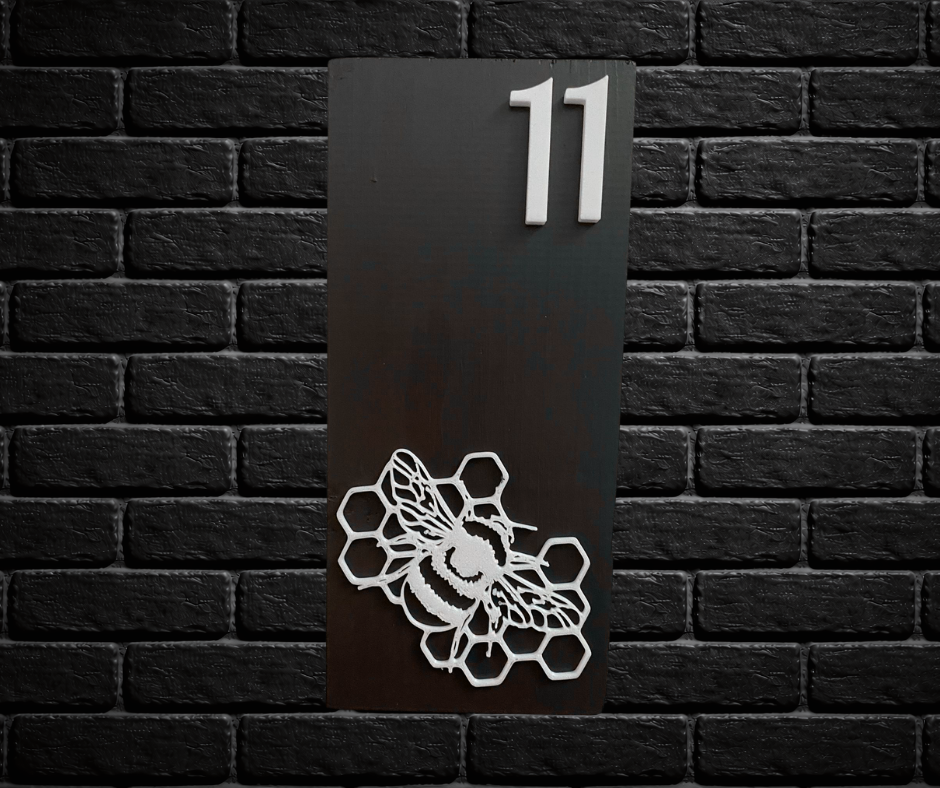 Modern Grey and White House Number Sign Plaque