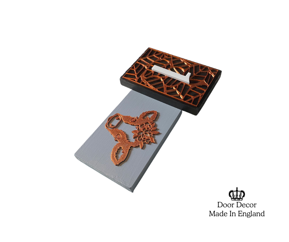 Modern MT Black, Light Grey and Gold House Number Sign Plaque