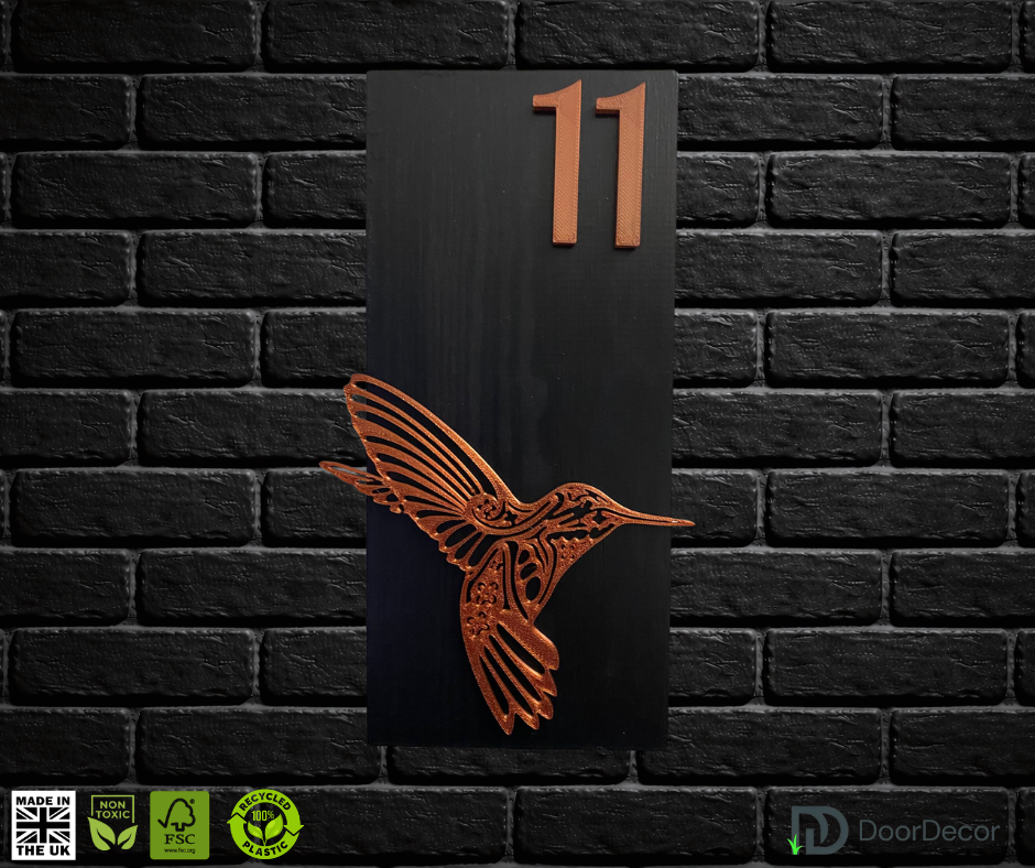 Modern Black and Gold House Number Sign Plaque