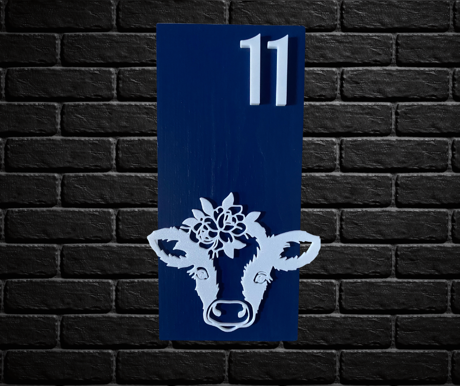 Modern Blue and White House Number Sign Plaque