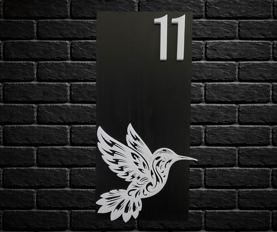 Modern Black and White House Number Sign Plaque