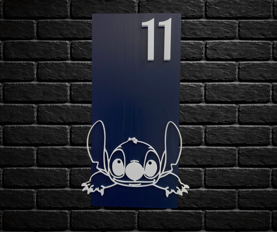 Modern Blue and White House Number Sign Plaque