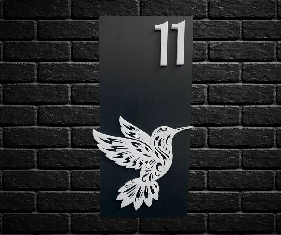 Modern Grey and White House Number Sign Plaque