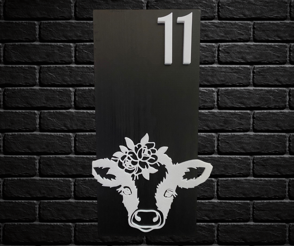 Modern Black and White House Number Sign Plaque