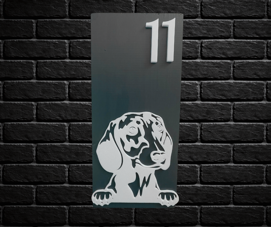 Modern Grey and White House Number Sign Plaque