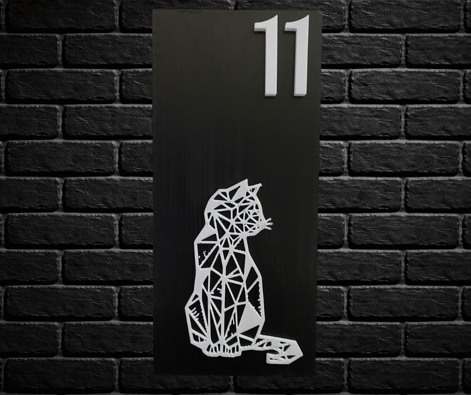 Modern Black and White House Number Sign Plaque