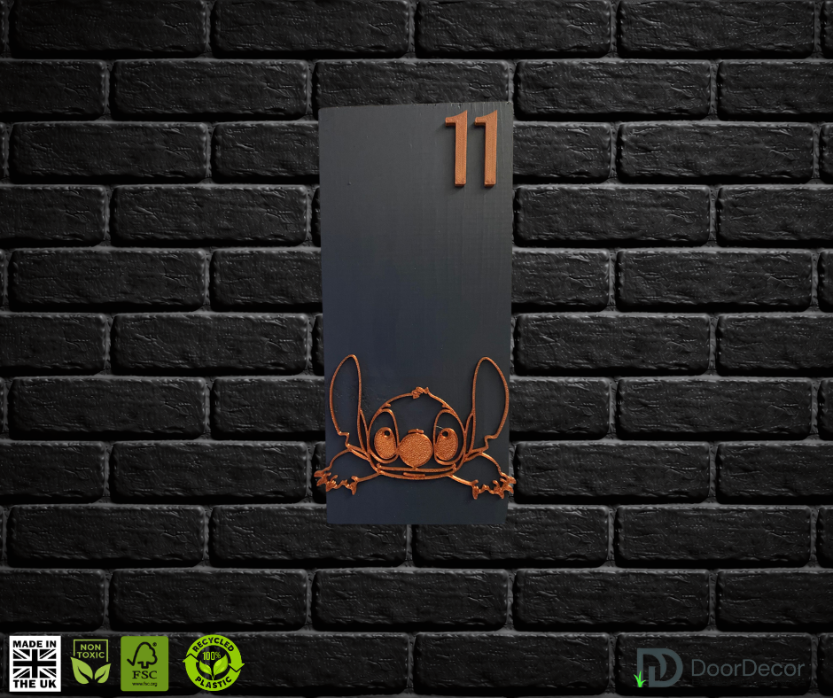 Modern Grey and Gold House Number Sign Plaque