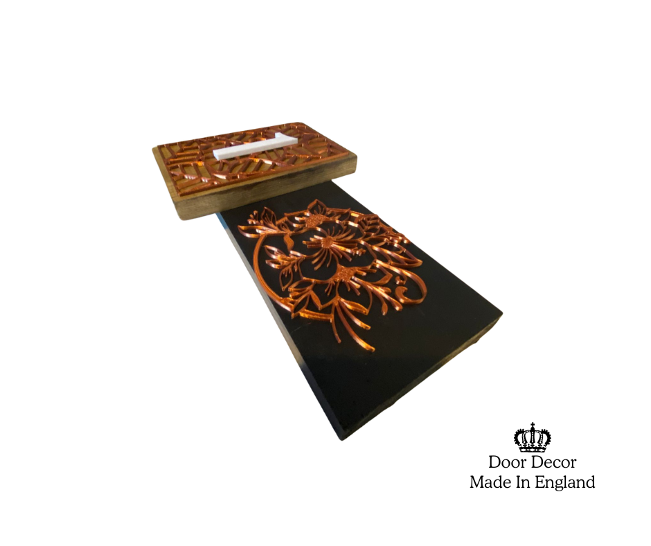 Modern MT Wood, Black and Gold House Number Sign Plaque