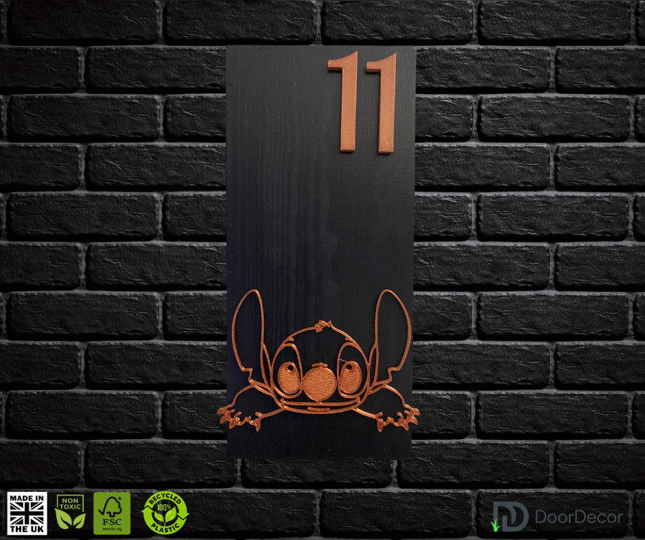 Modern Black and Gold House Number Sign Plaque