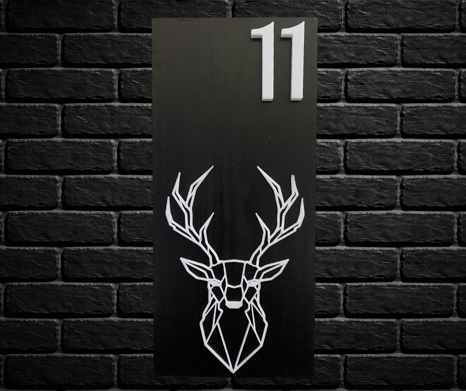 Modern Black and White House Number Sign Plaque
