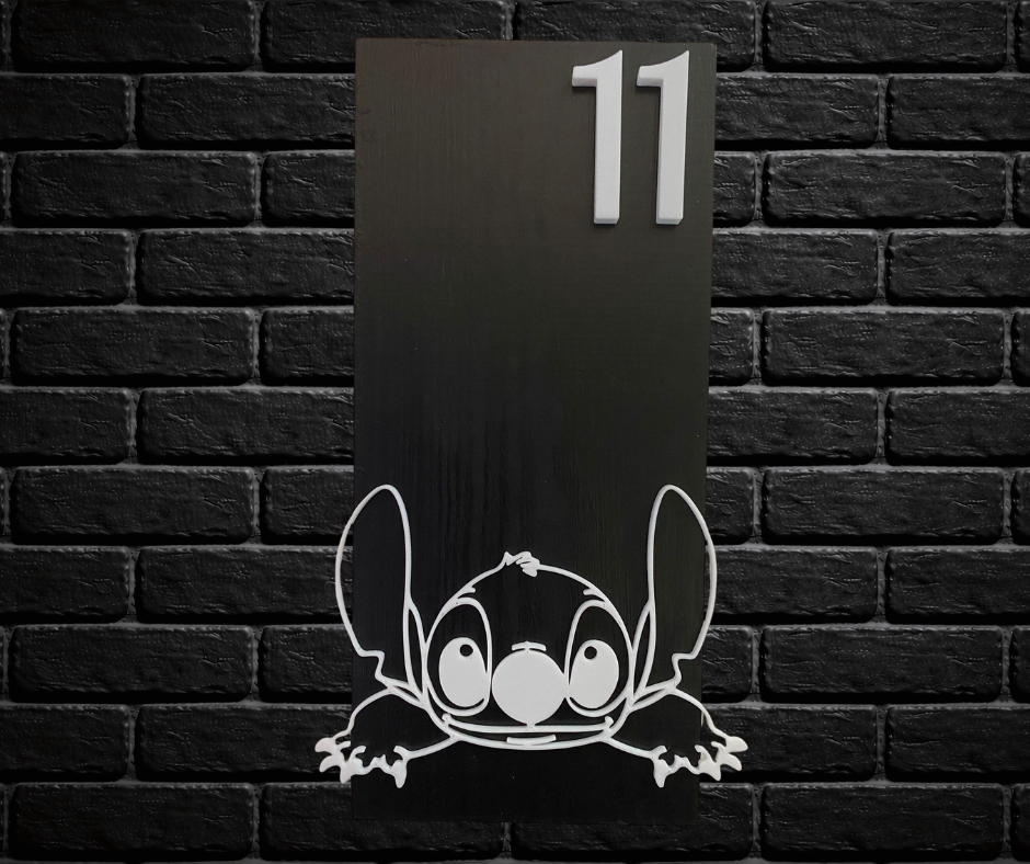 Modern Black and White House Number Sign Plaque